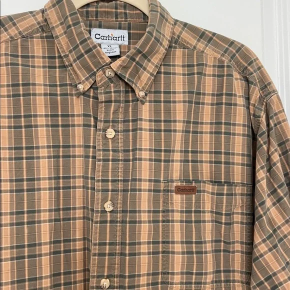 Vintage 90s Carhartt Plaid Long Sleeve Button Up Shirt Size XL - Picture 4 of 13
